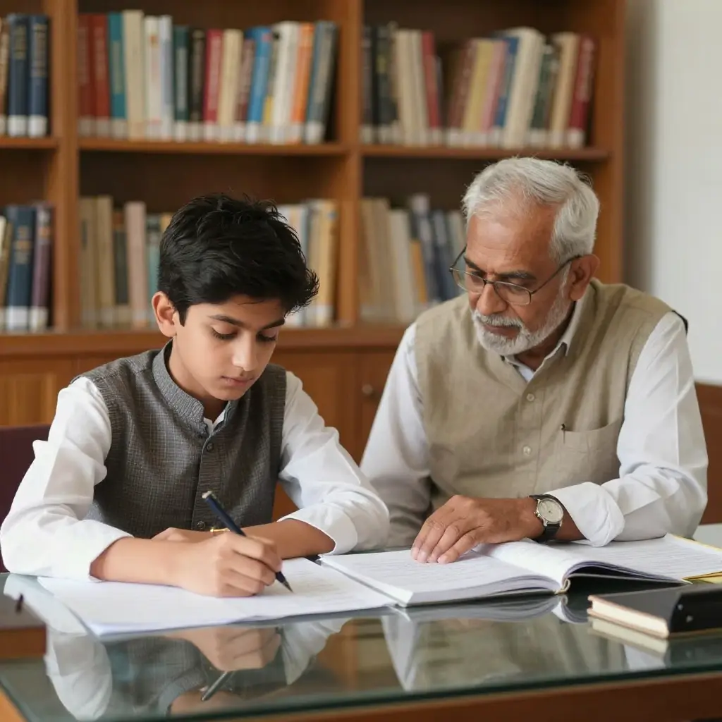 Home tutor in DHA 2 Islamabad teaching a student at his home